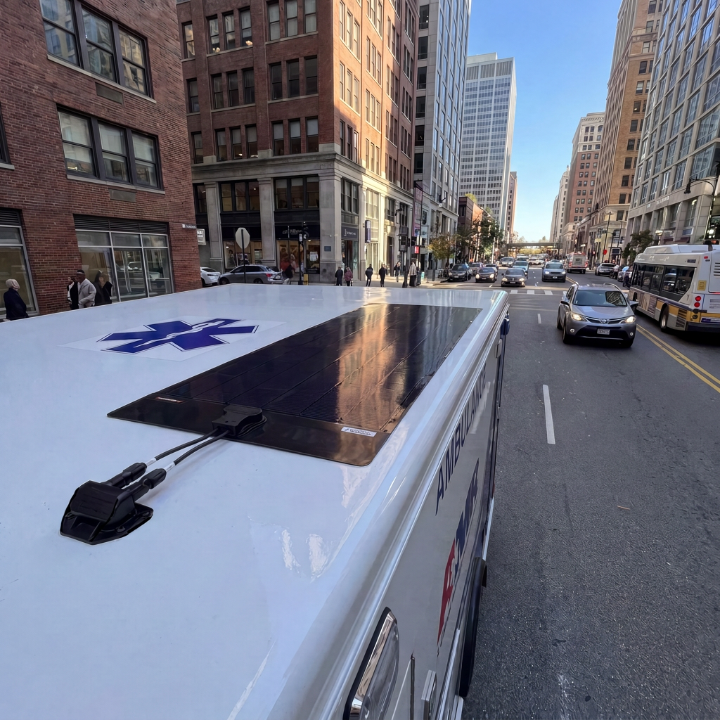 Ambulance with ARMORCELL panel on the roof
